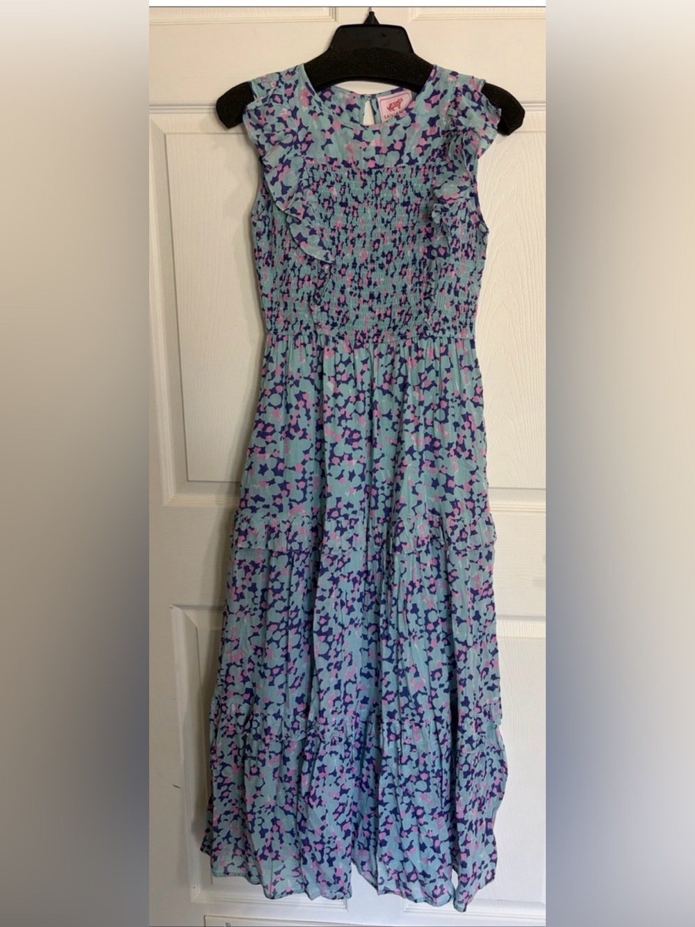 Banjanan Light Blue Maxi Dress with Purple & Pink Floral Print